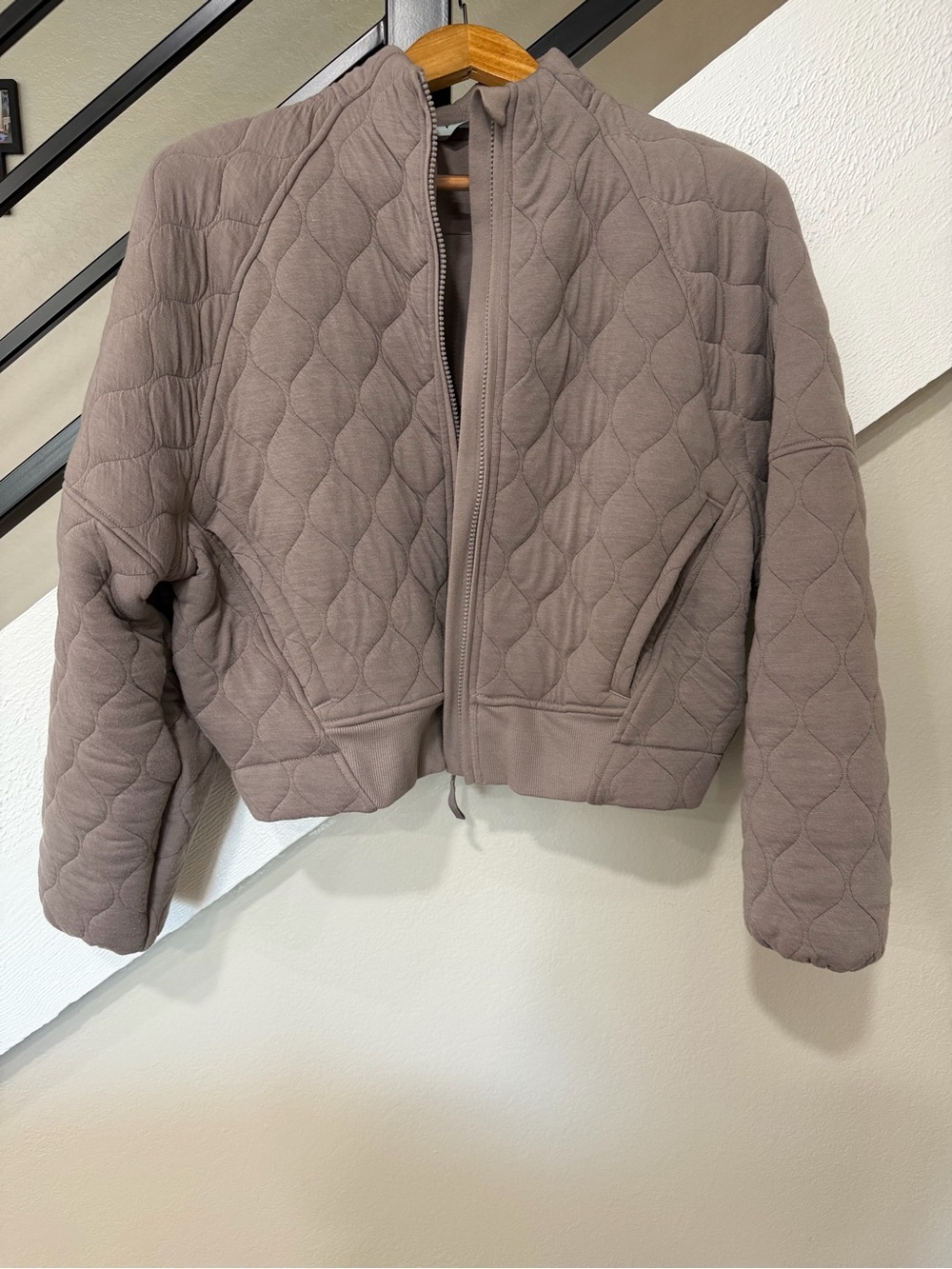 Quilted Cropped Jacket in Taupe